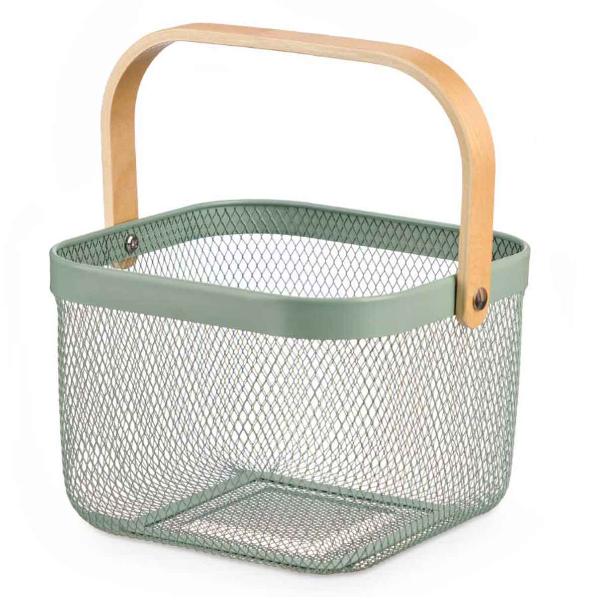 Cesta cuadrada de metal verde