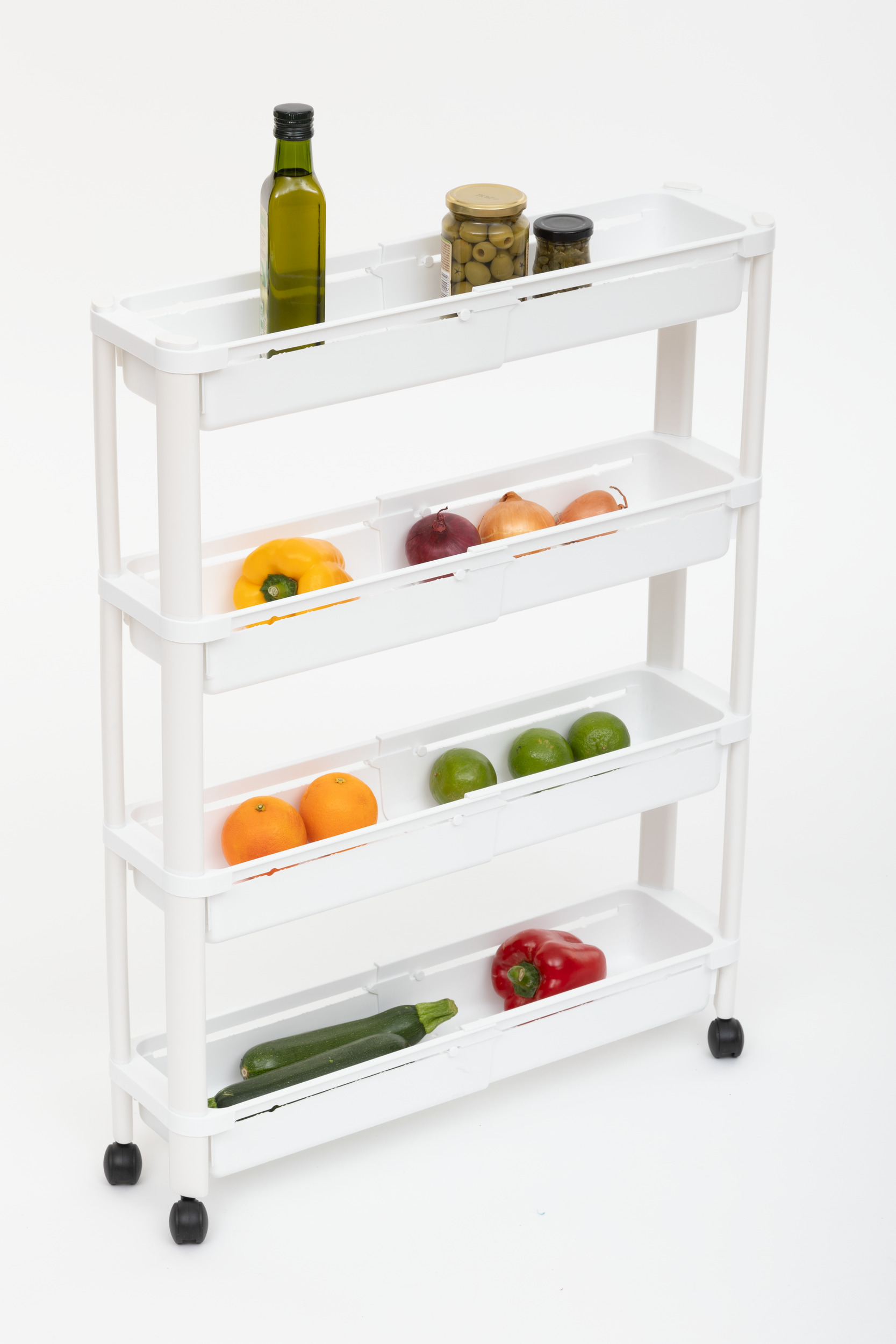 Carrito De Cocina Blanco Extensible Con 4 Cestos