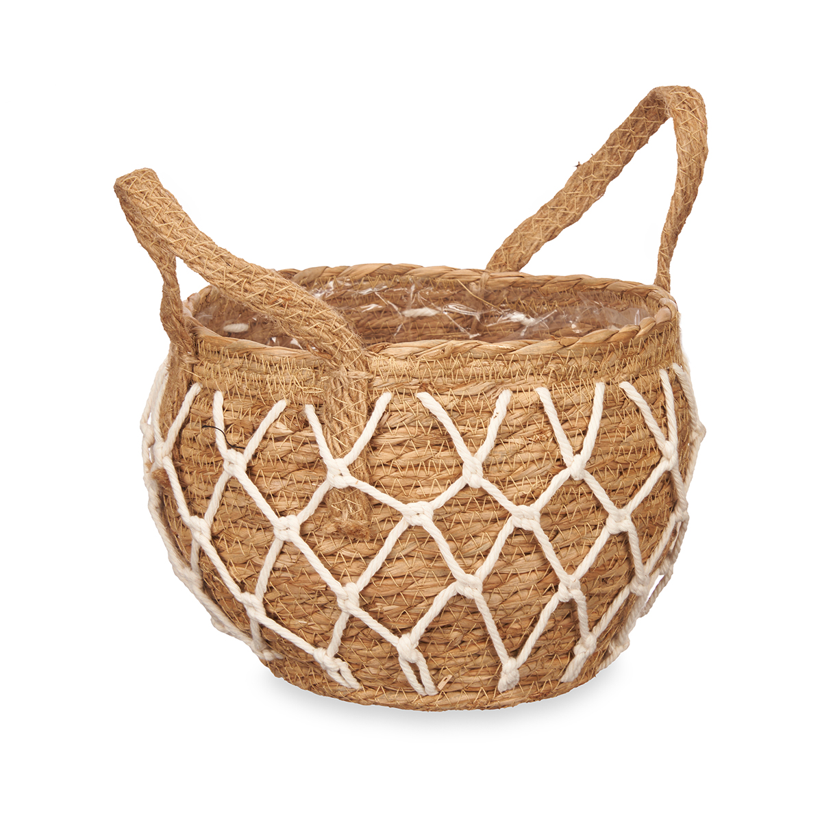 Cesta Redonda De Rafia Beige 20cm