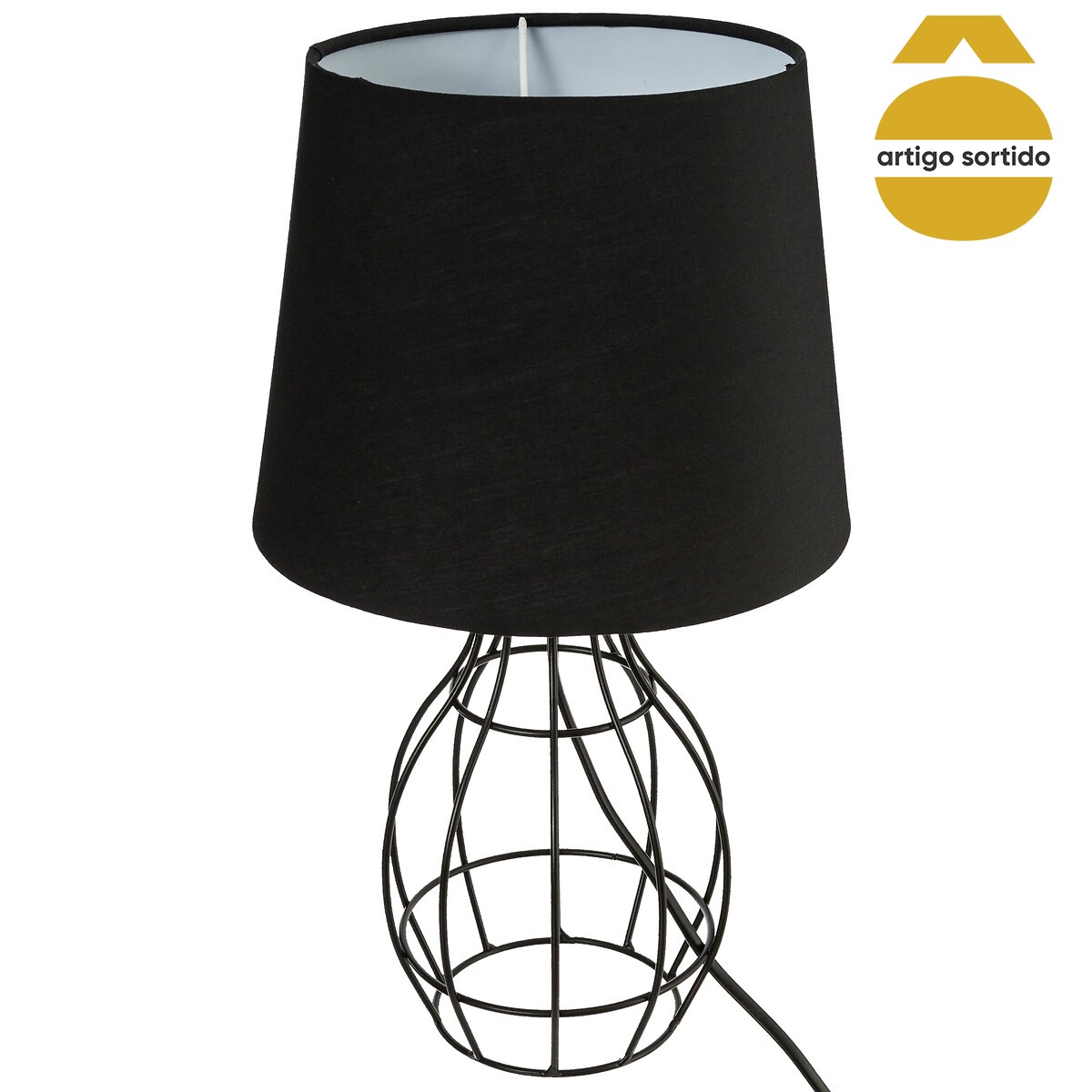 Candeeiro De Mesa Moca Preto Com Base Em Metal