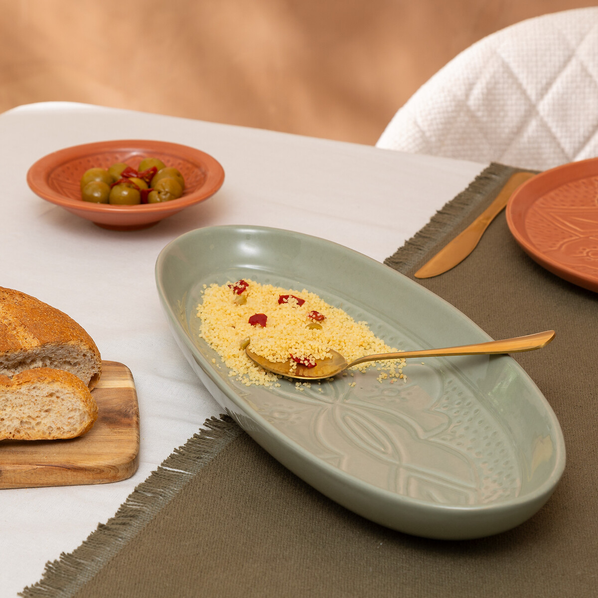 Fuente ovalada SIENNA 41x18cm de loza