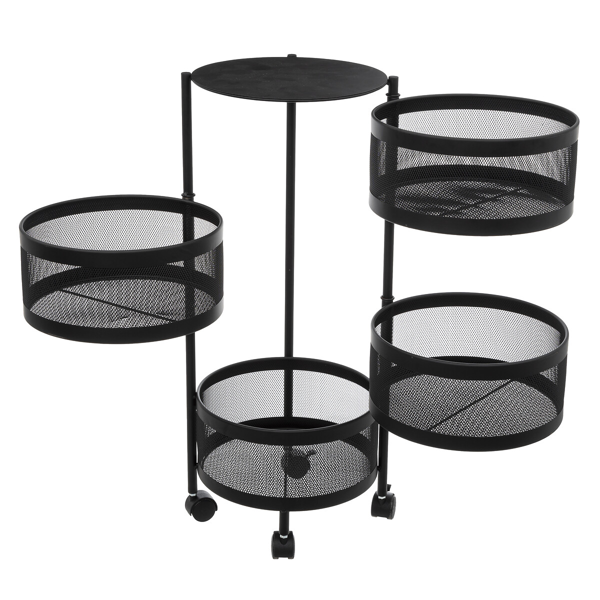 Mueble auxiliar redondo MAYAJ negro de acero 33x76