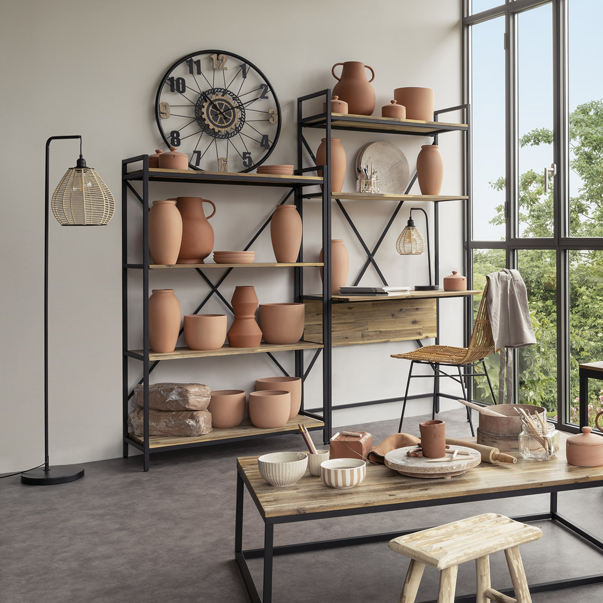 Reloj De Pared Mohan Beige y Negro