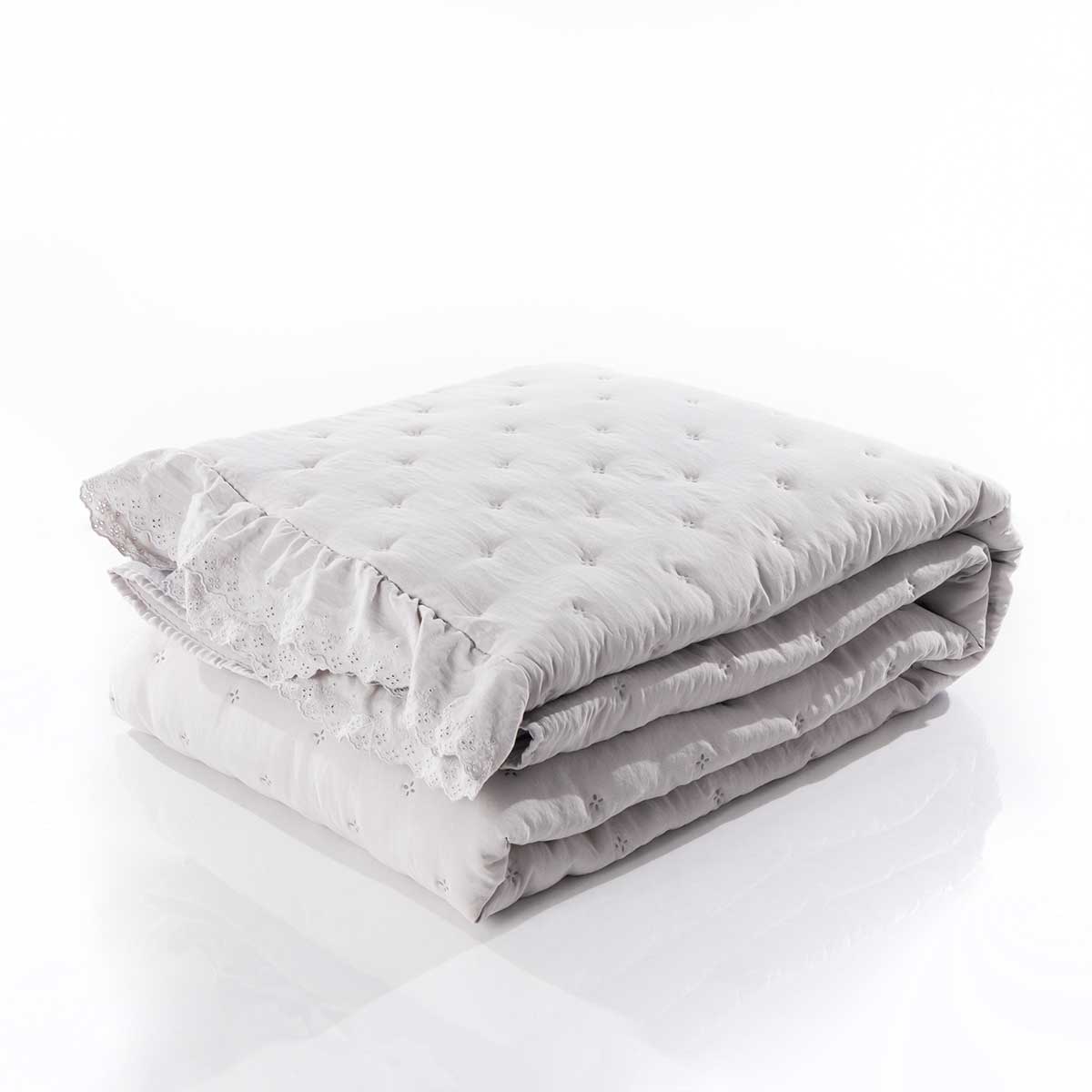 Edredón AMALFI gris con encaje 250x260cm