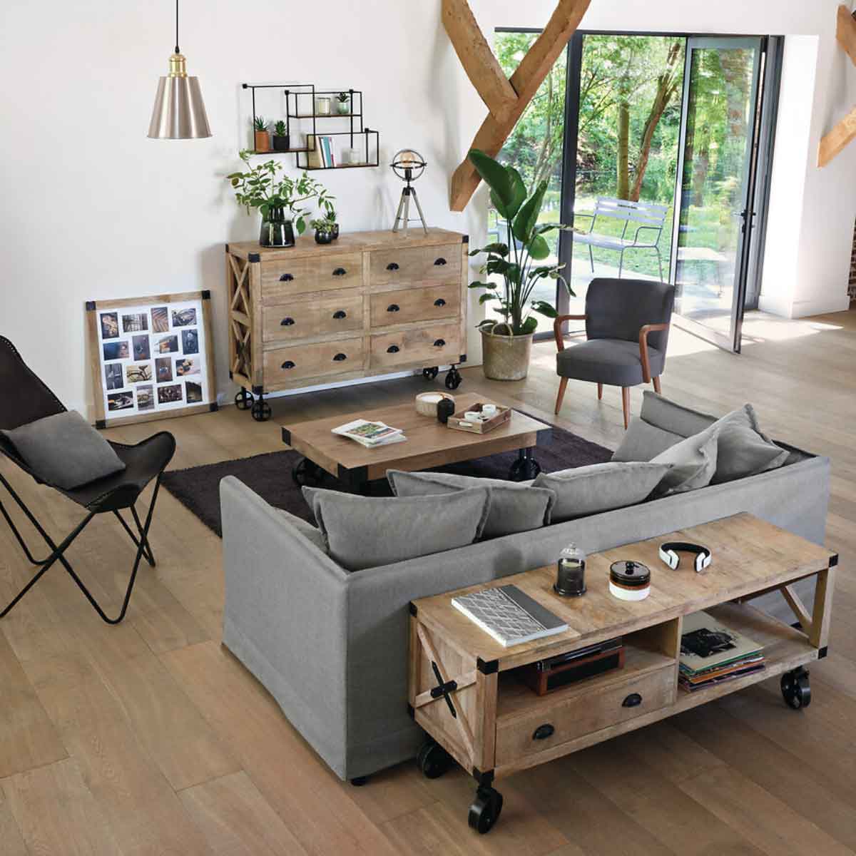 Sofá ODILON gris claro 3 plazas