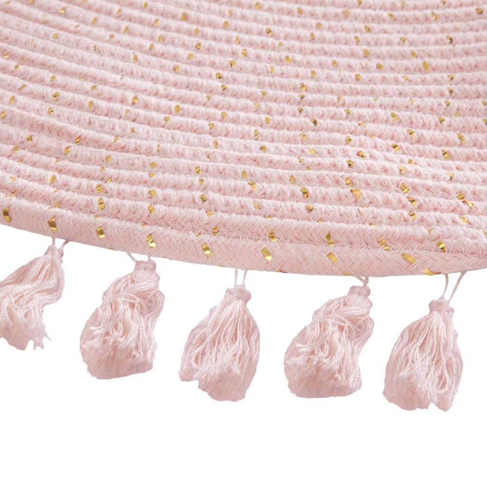 Alfombra Rosa Lurex Con Flecos 90Cm