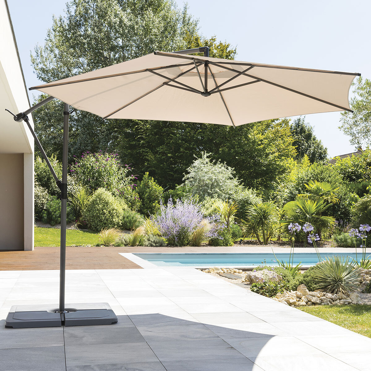 Parasol MANOA exc&eacute;ntrico gris pardo 3m