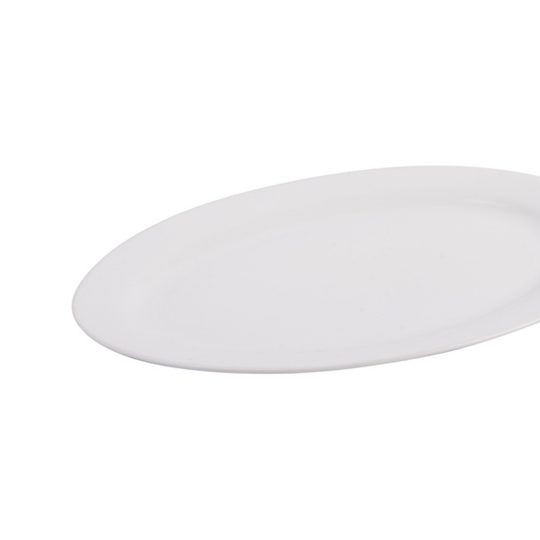 Fuente Ovalada Blanco Tiza de Cer&acirc;mica 35cm