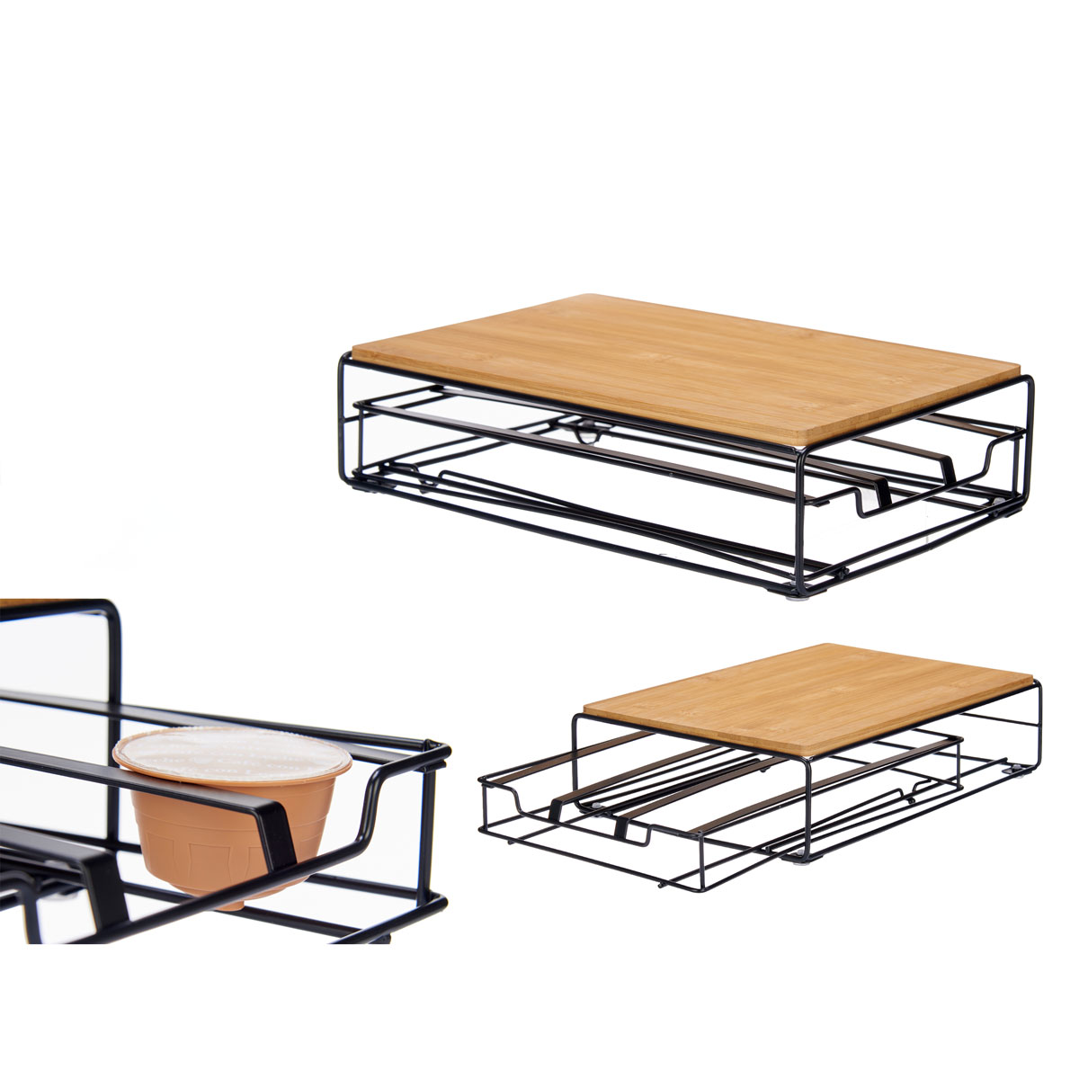 Portac&aacute;psulas  Caf&eacute; Metal/Bamb&uacute; 15 Pzas 