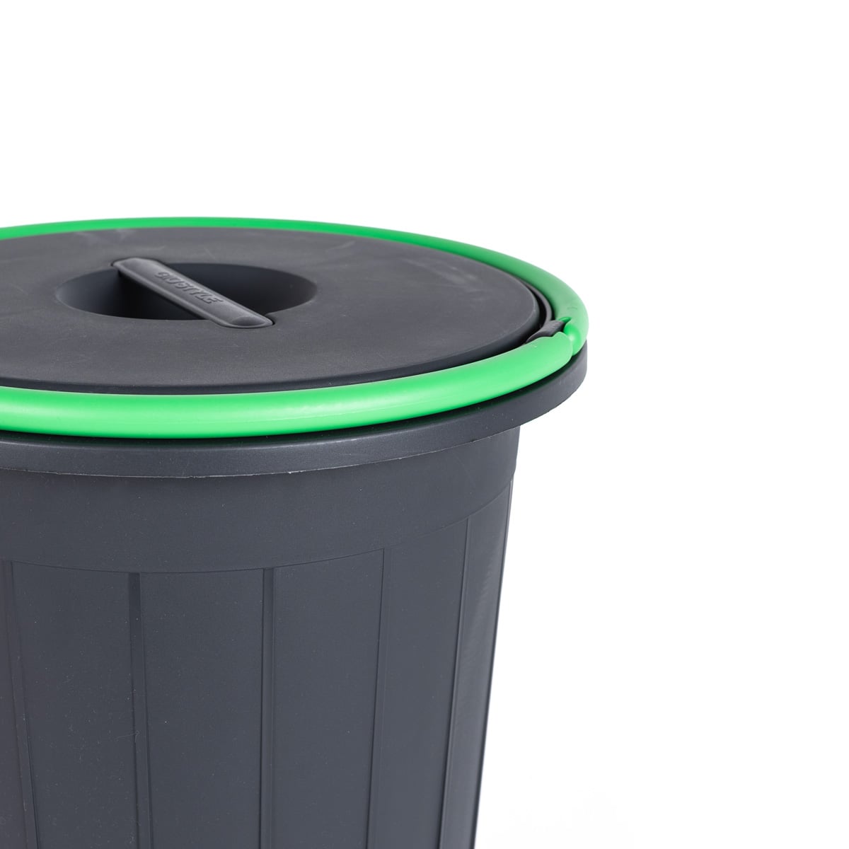 Cubo reciclaje negro con asa verde 25L
