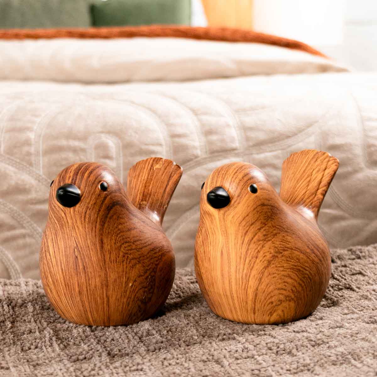 Estatua pájaro de cerámica marrón