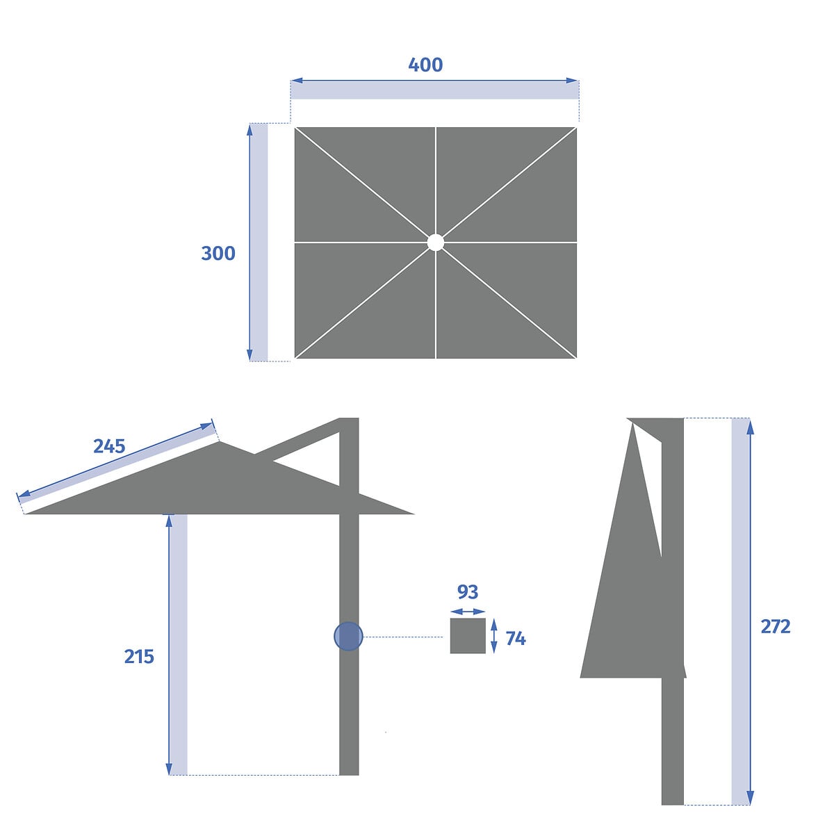 Parasol exc&eacute;ntrico MELHIA led gris grafito 