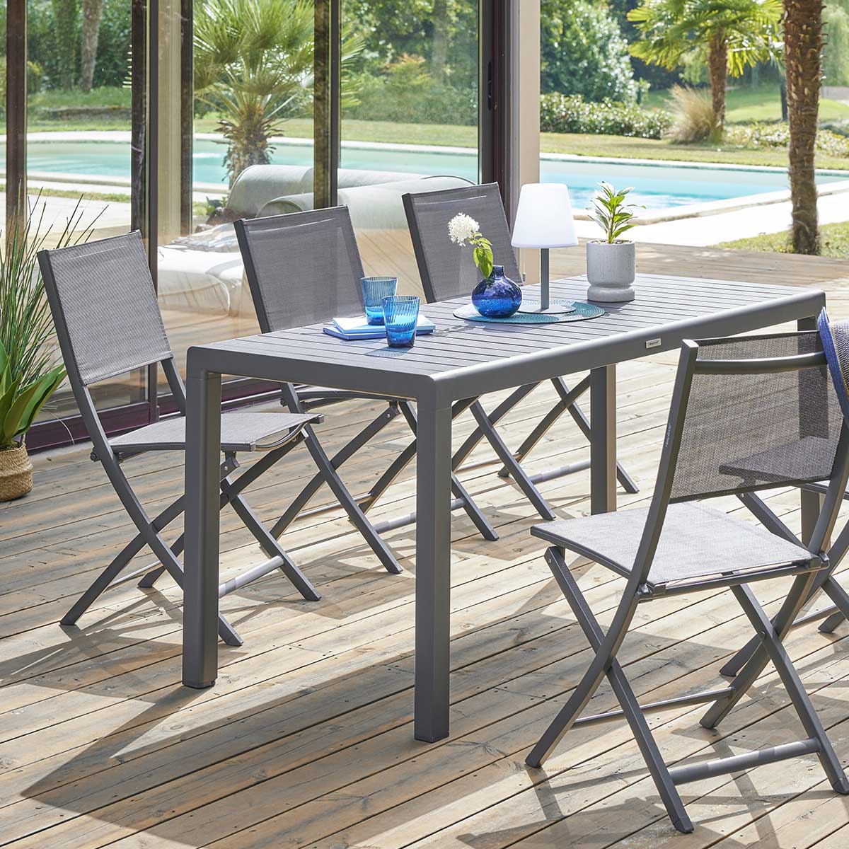 Silla plegable ESSENTIA gris antracita