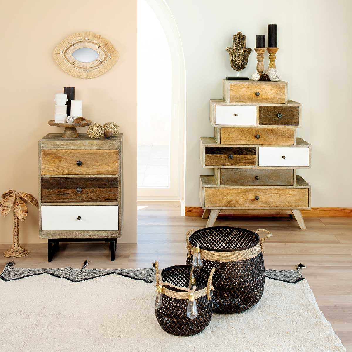 Mesita De Noche 3 Cajones Koval 49x33x73