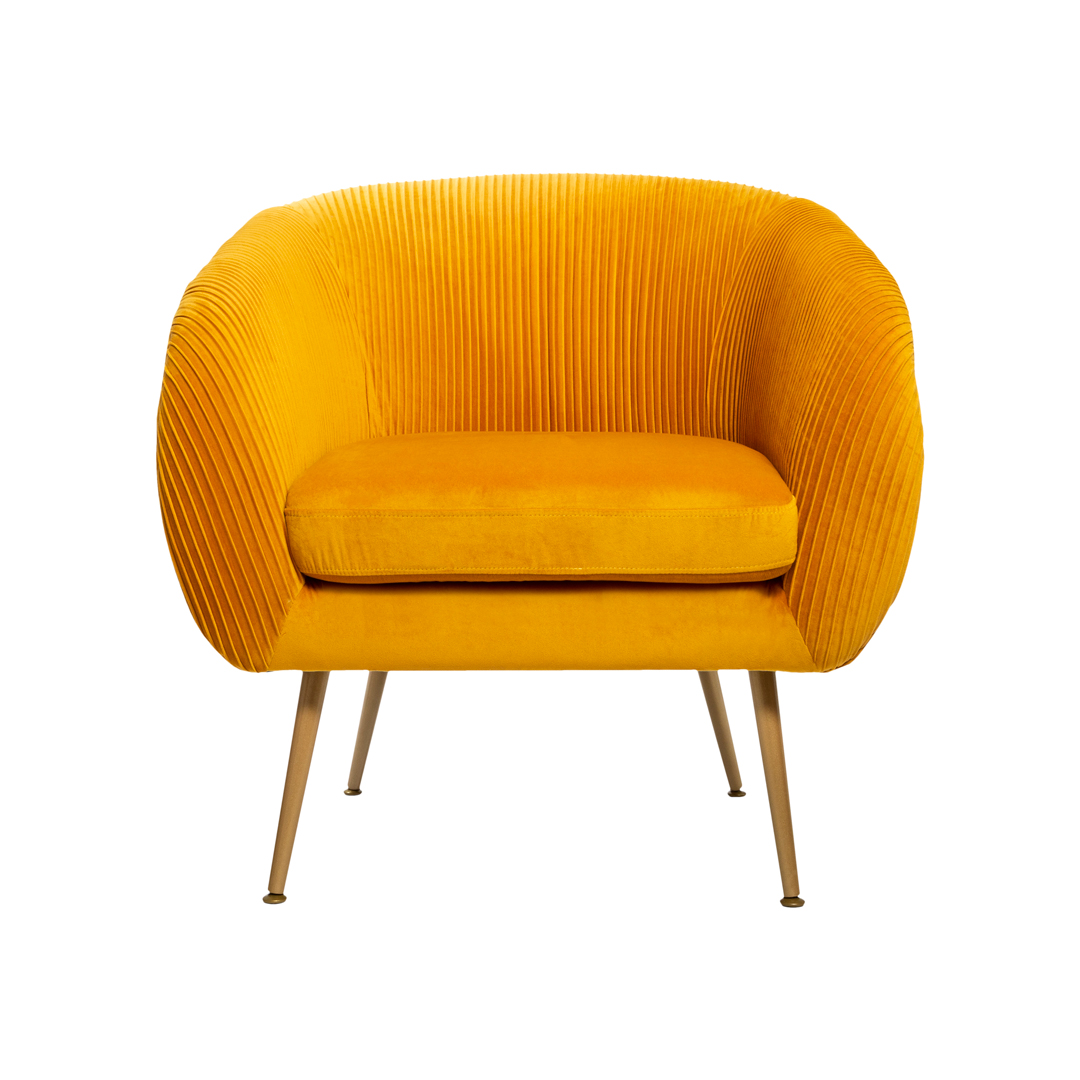 Poltrona Solaro Slow Time Ocre Em Veludo