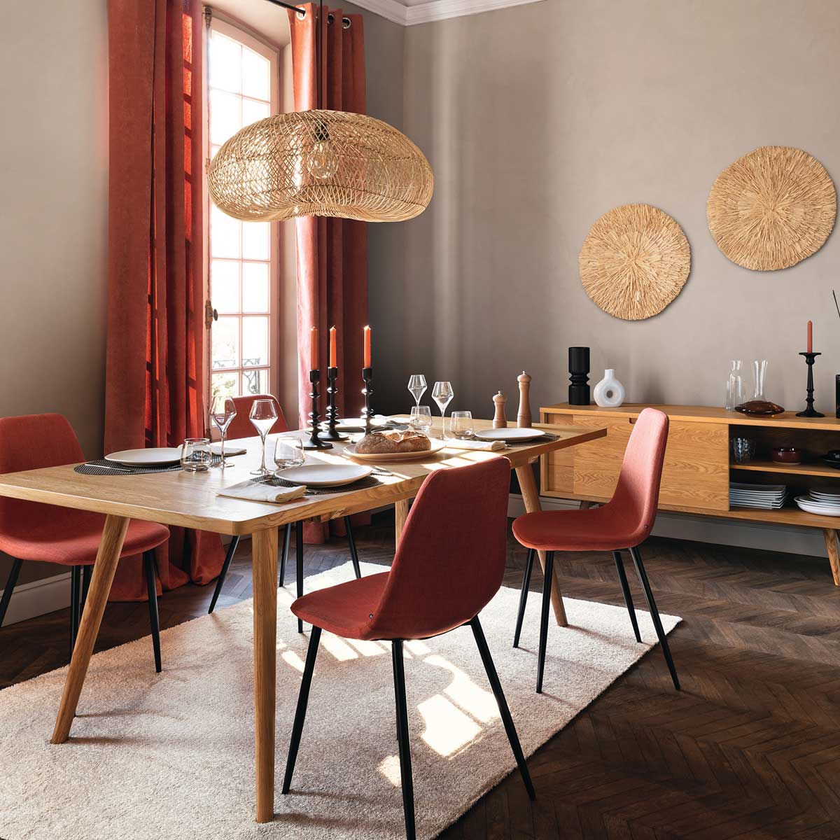 L&aacute;mpara De Techo Jeny De Rat&aacute;n 68Cm