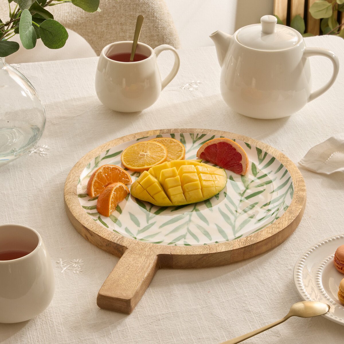 Plato de presentaci&oacute;n INAYA verde de madera mango