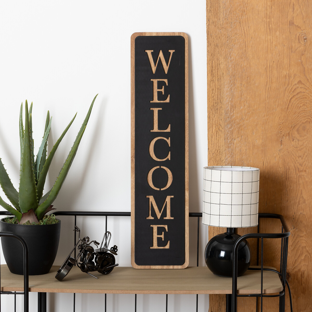 Cuadro decorativo welcome de mdf negro