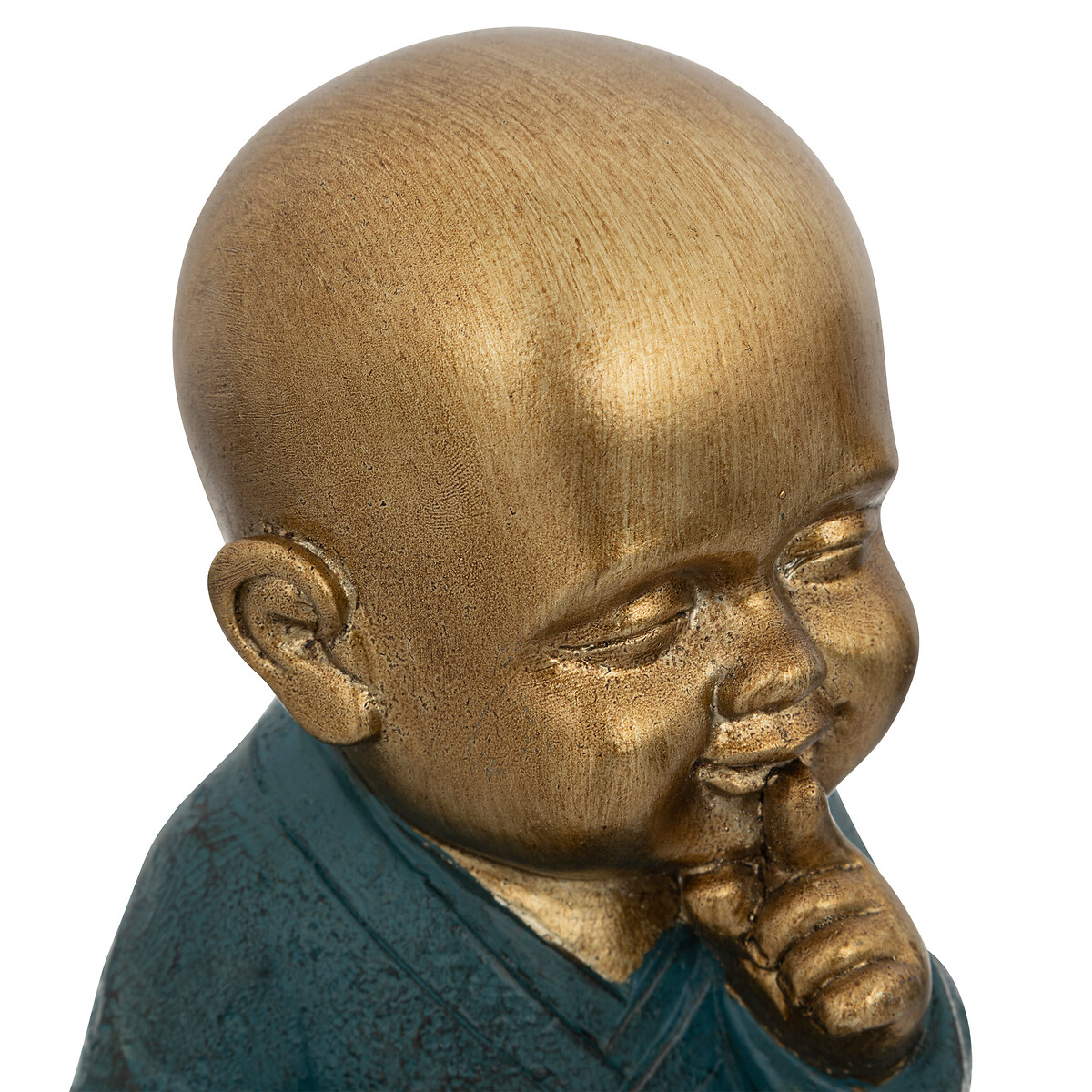 Est&aacute;tua De Buda Mudo Jil Em Resina Azul