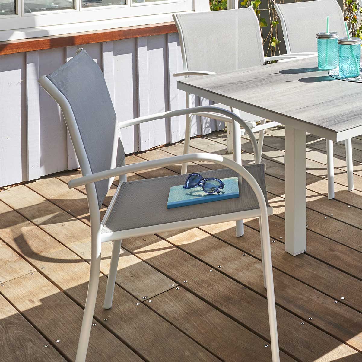 Silla PIAZZA galet y blanco