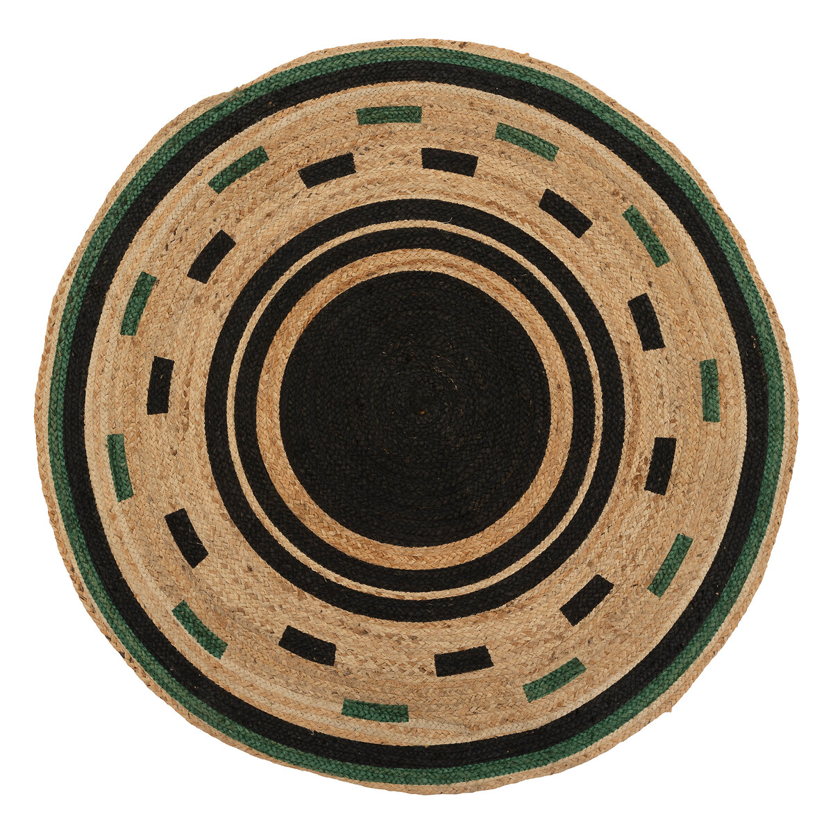 Alfombra redonda estampada MALAKITE de yute 120cm