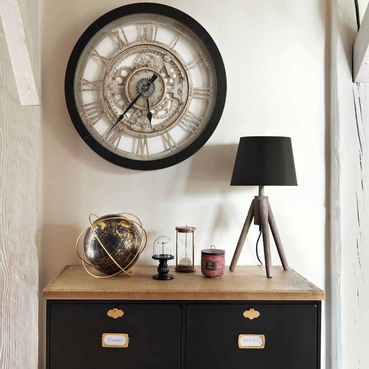 Reloj De Arena Metal/Vidrio/Madera 15Cm