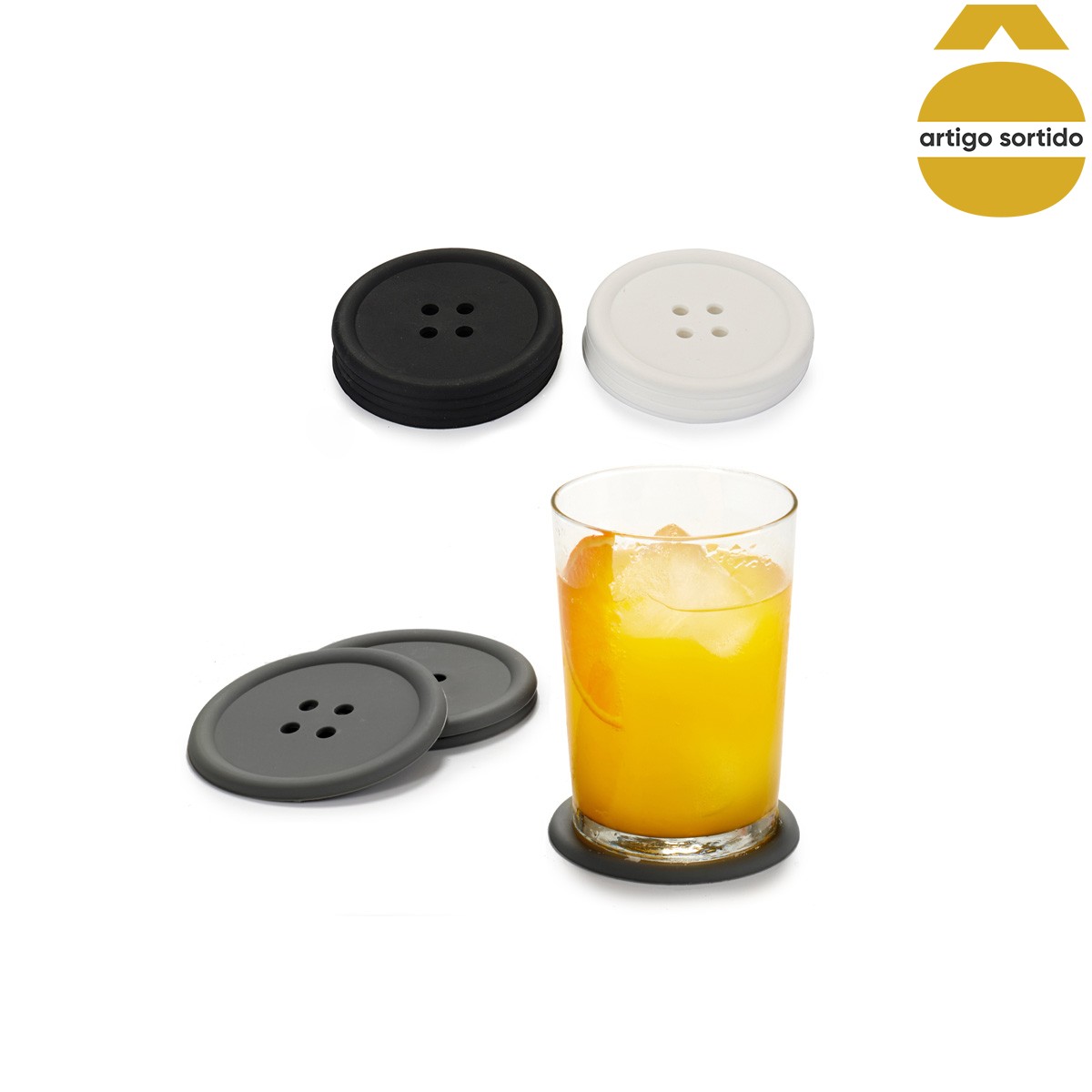 Posavasos De Silicona Botón 9x2x9Cm