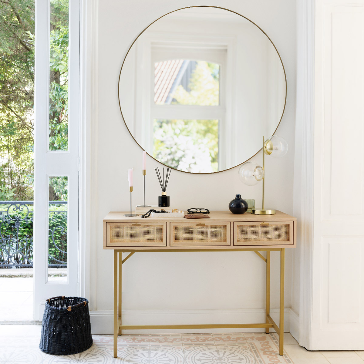 Espejo de pared ALICE redondo negro 110cm