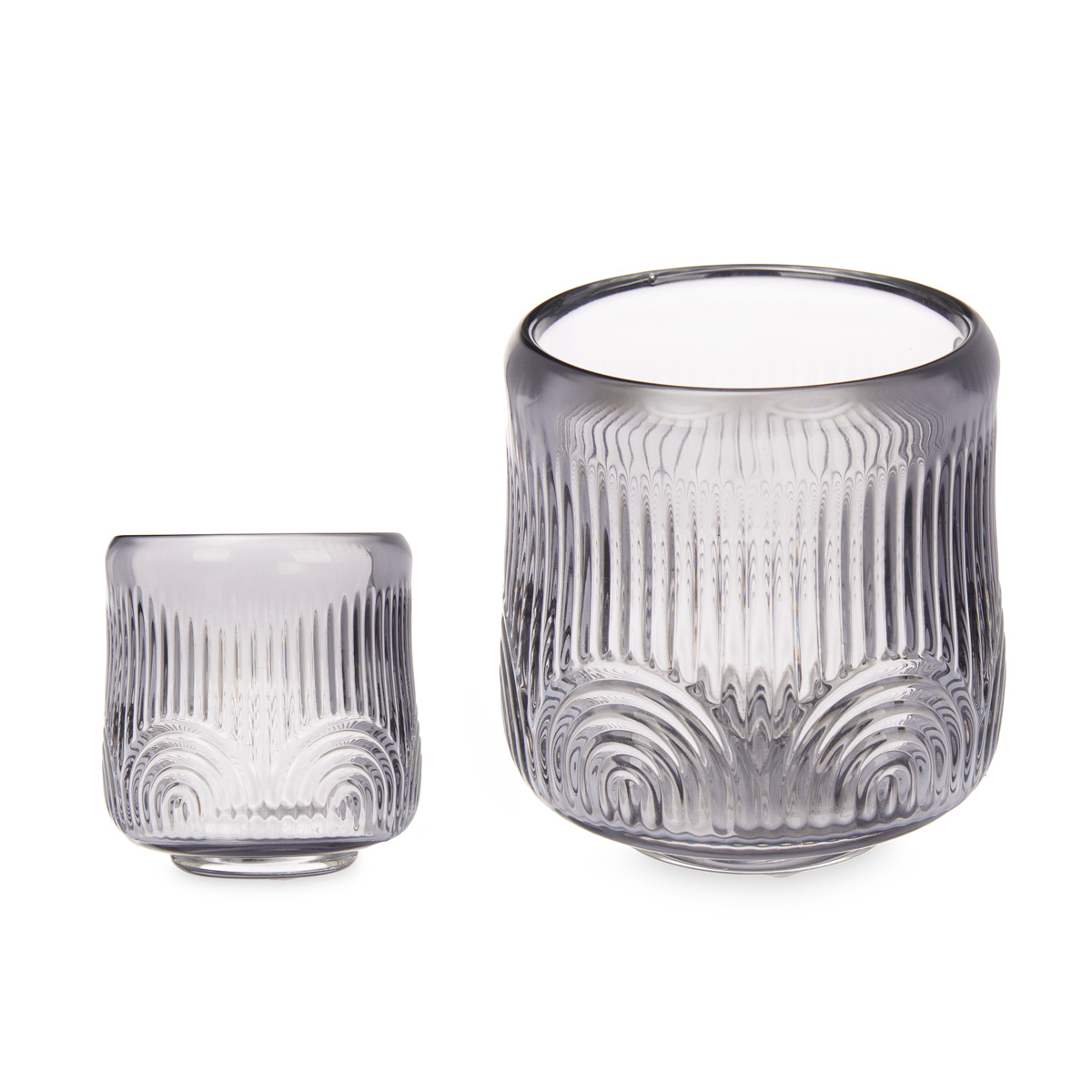 Portavelas Gris De Vidrio 9.5 cm
