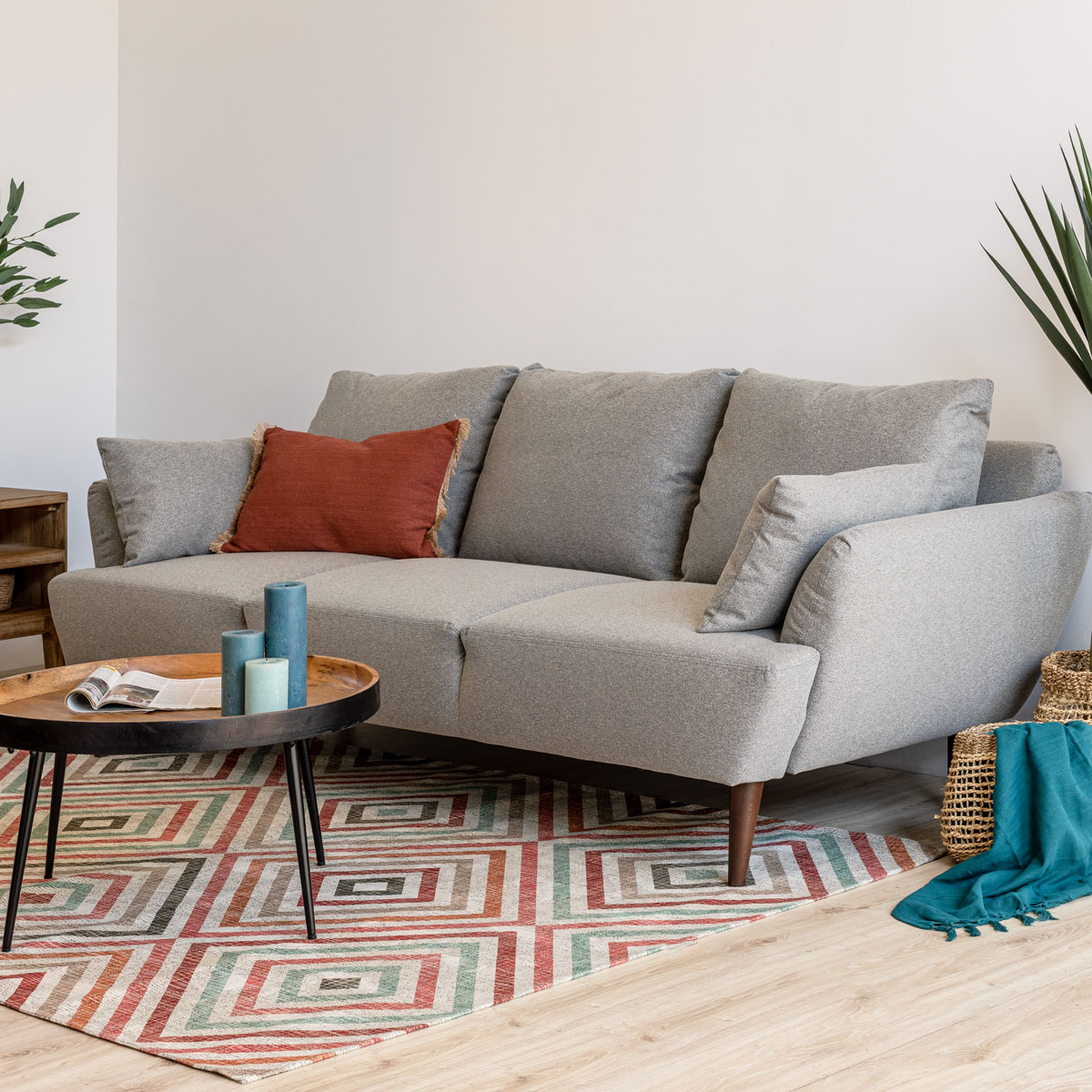 Sofá Bruges Gris 225x99x82Cm