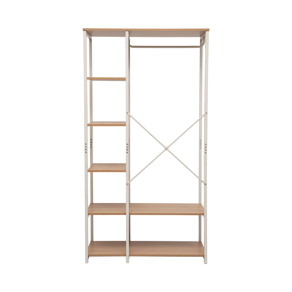 Armario de metal beige con estantes