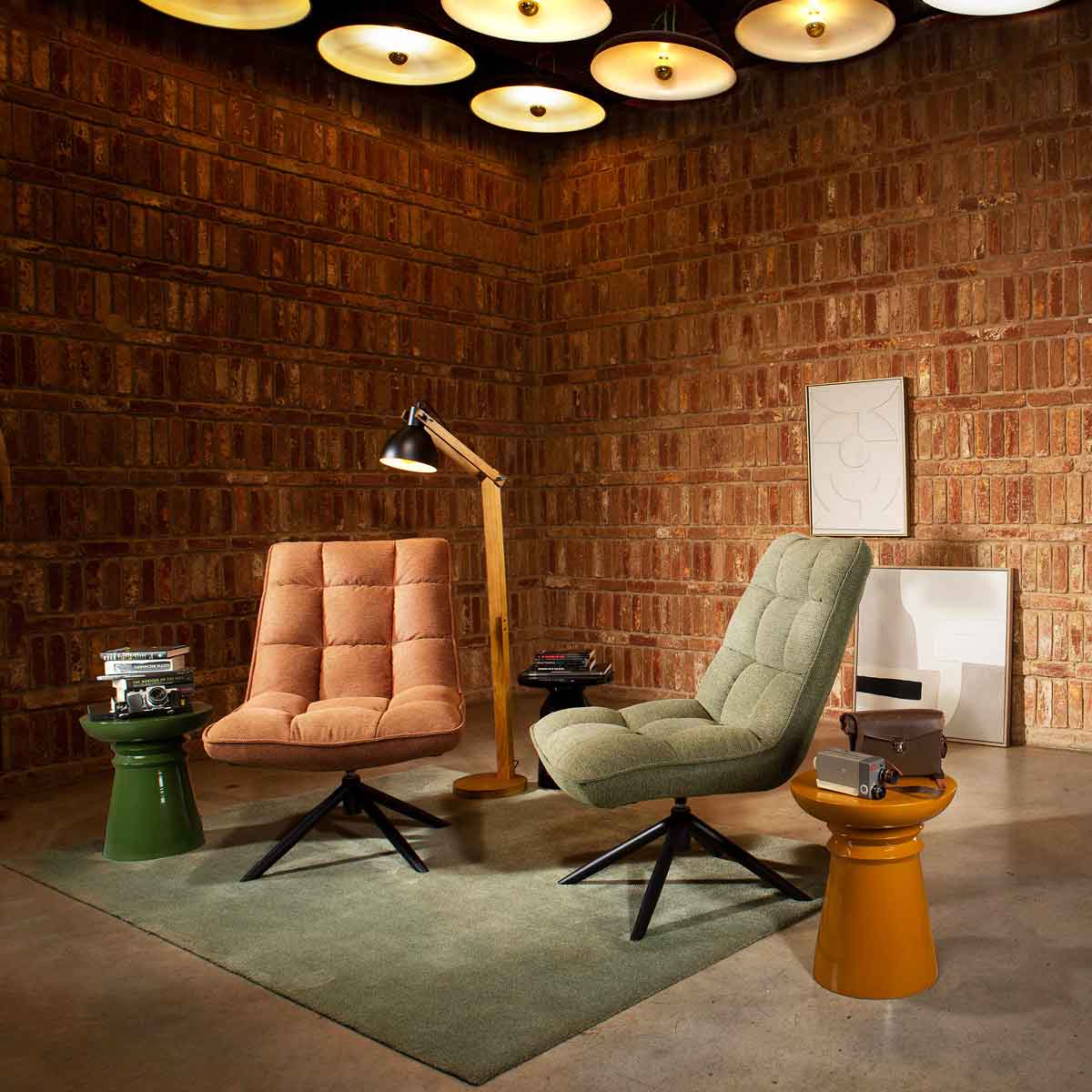 Butaca Giratória Mel De Tejido Verde