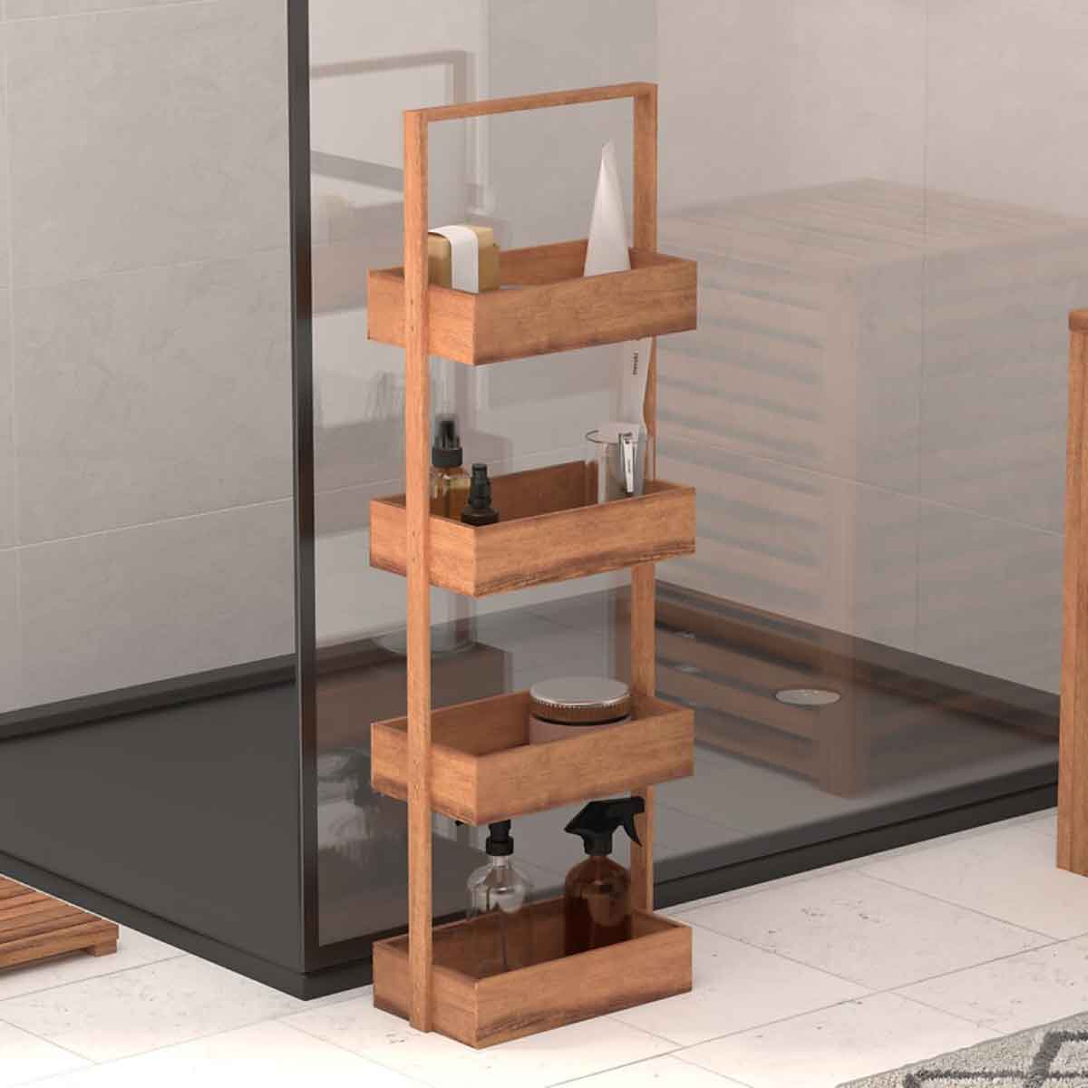 Mueble wc de madera de acacia 88cm 
