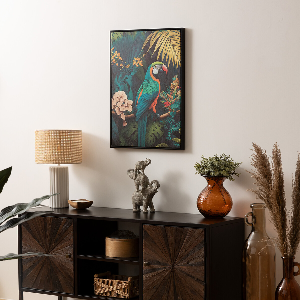 Cuadro decorativo con papagayo CHARLENE 70x50cm