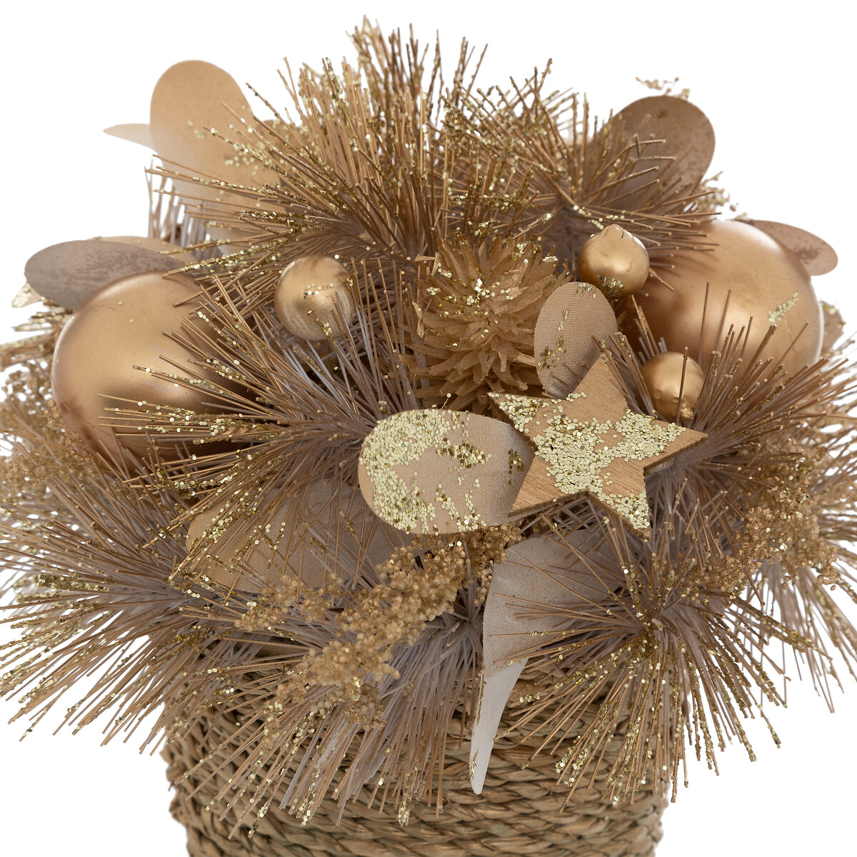 Maceta con flores y bolas de Navidad 19cm 