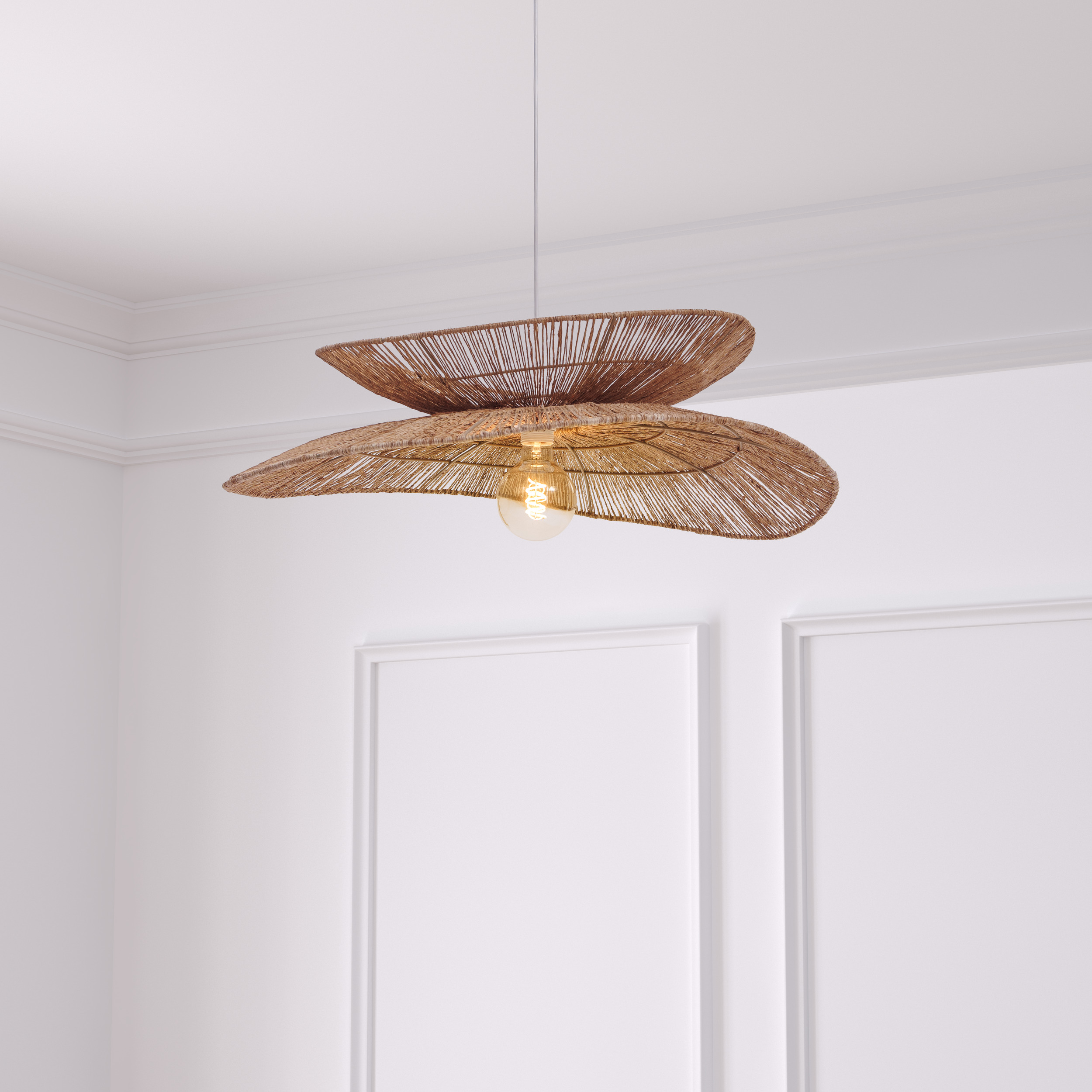 L&aacute;mpara de techo ALARA beige de yute 69.5cm