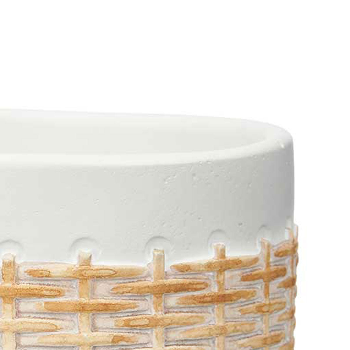 Maceta blanca de cemento con efecto rat&aacute;n 10cm