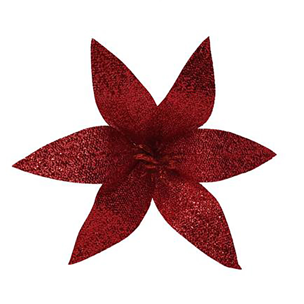 Haste Flor Natalícia Vermelha Com Glitter 30cm