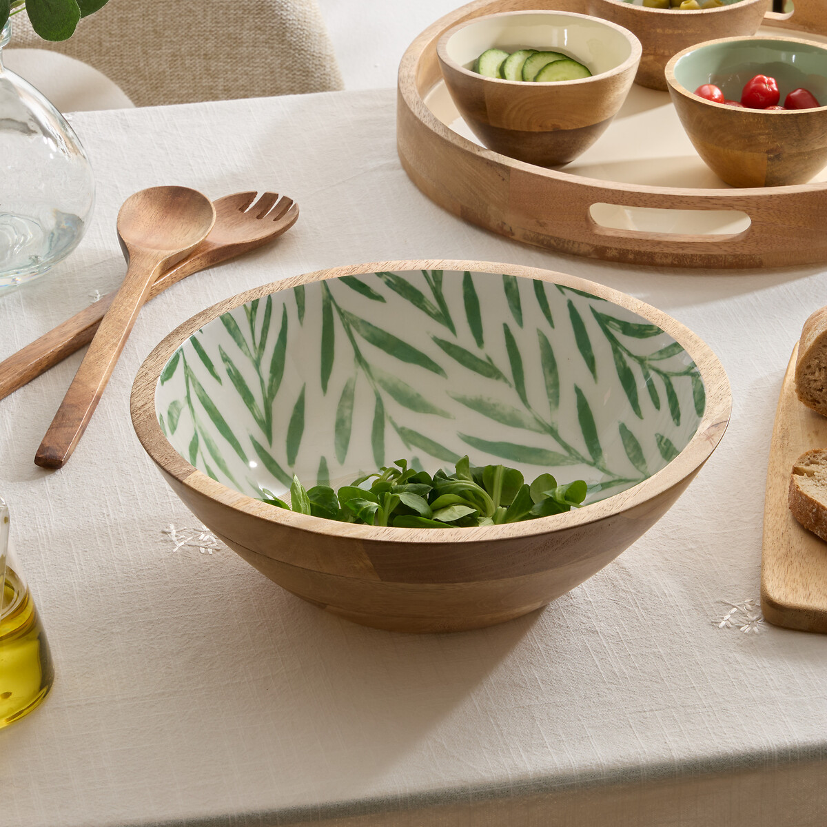 Ensaladera INAYA verde de madera de mango 30cm