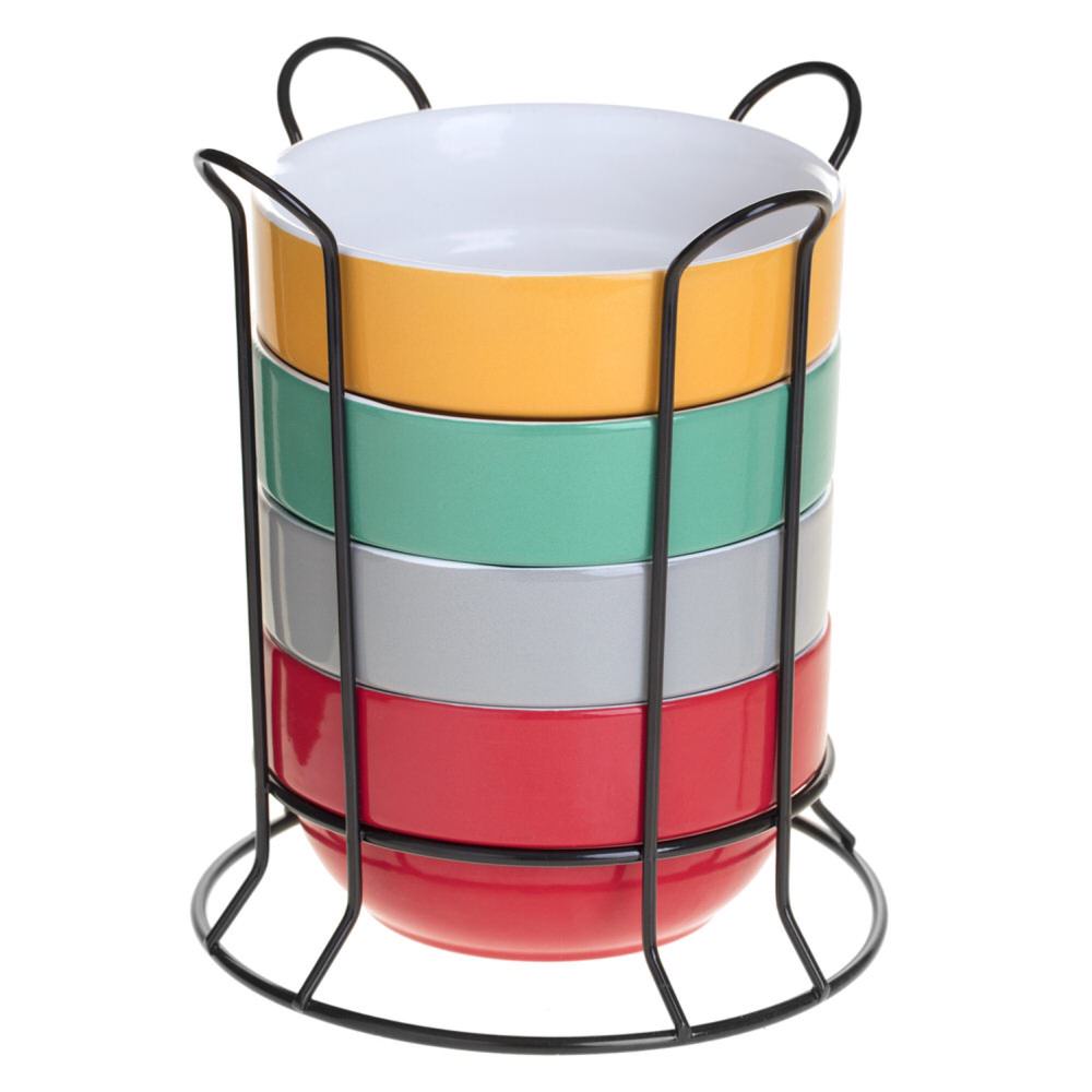 Juego 4 Bowl De Colores C/Soporte 50Cl