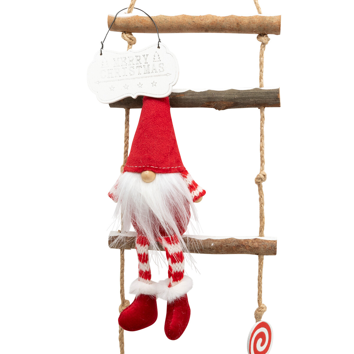 Escalera Colgante navide&ntilde;o gnomo de madera 115cm 