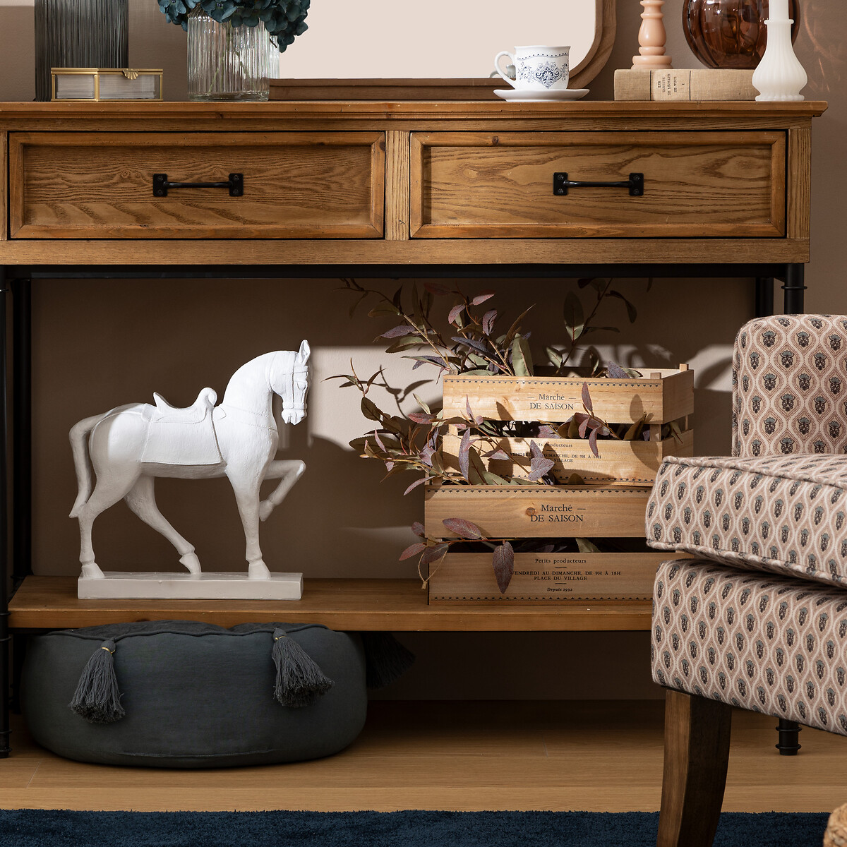 Cesta Lit Beige De Madera 22x35cm