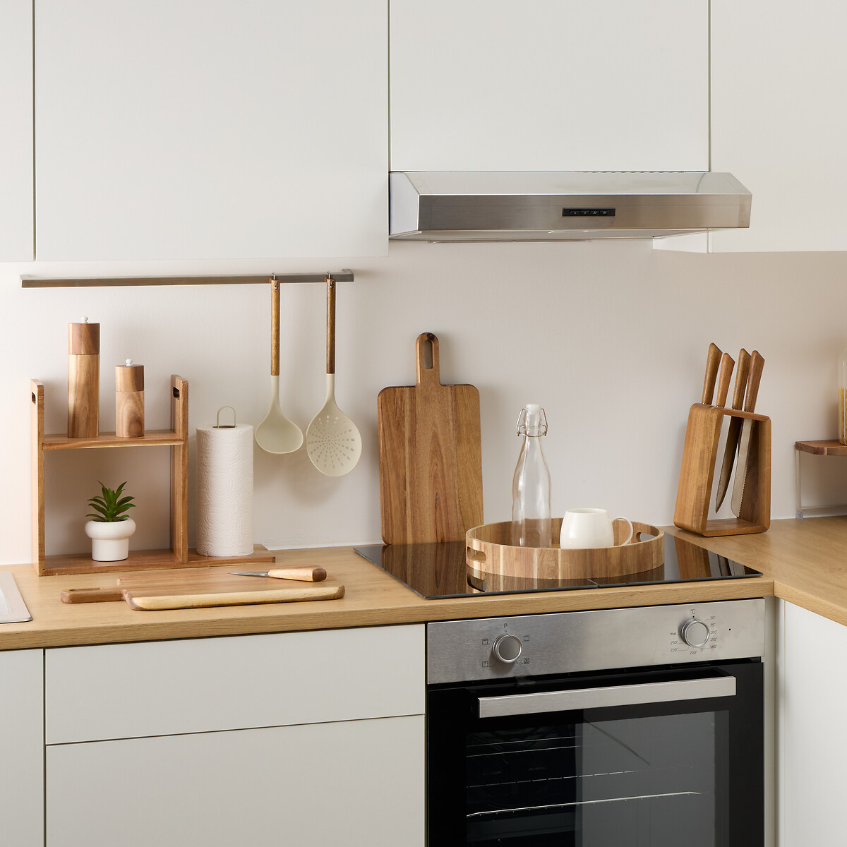 Bandeja redonda de madera de acacia 35cm