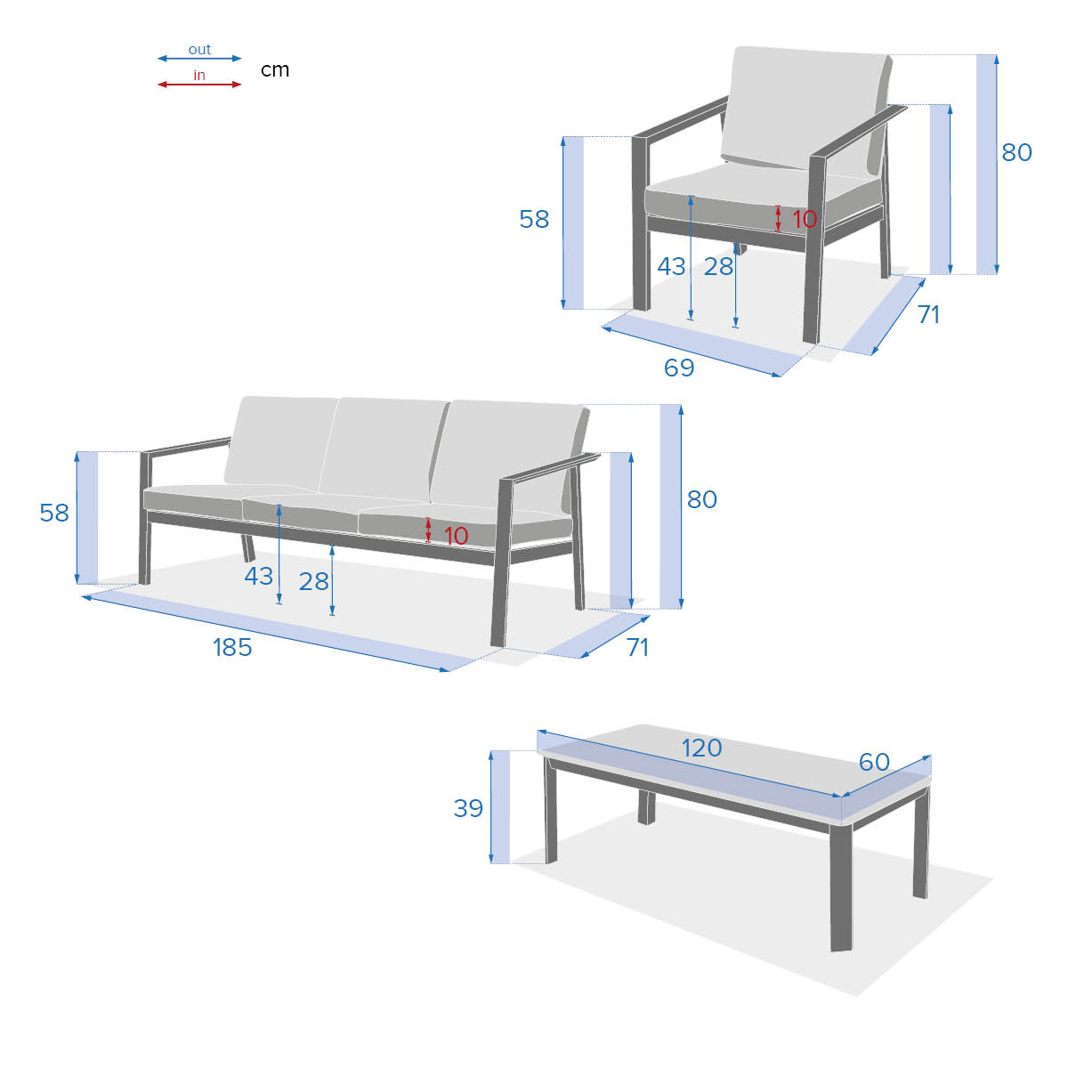 Juego de jardín PAVANE blanco