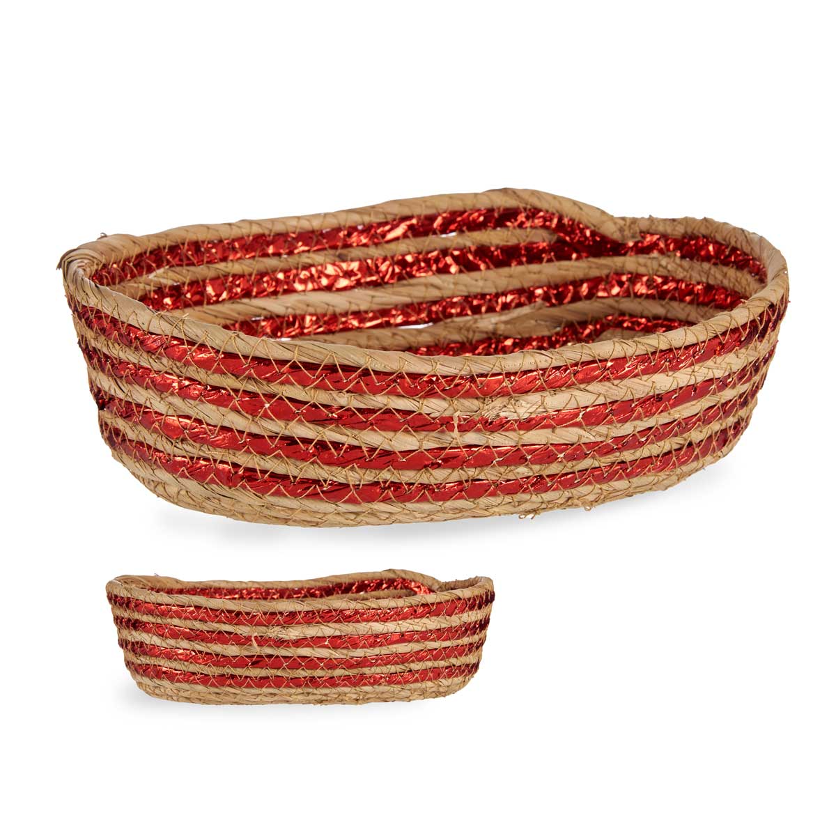 Panera Natural Y Roja De Rafia 24cm