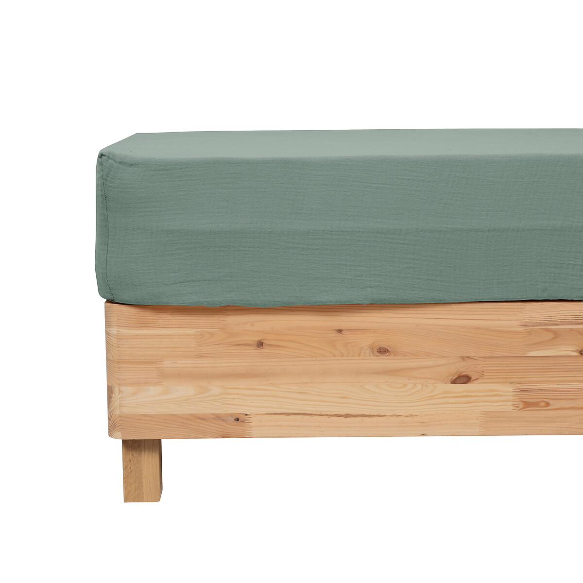 S&aacute;bana ajustable FLORA de algod&oacute;n verde 140x190cm