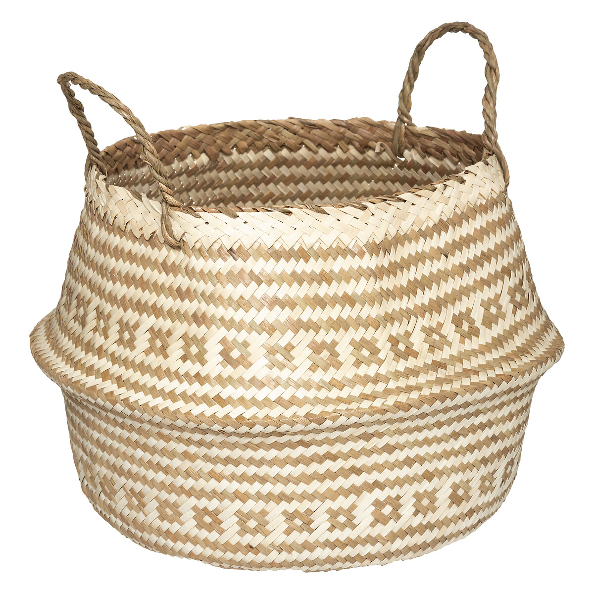 Cesto Decorativo Con Asas Beige 35x30Cm