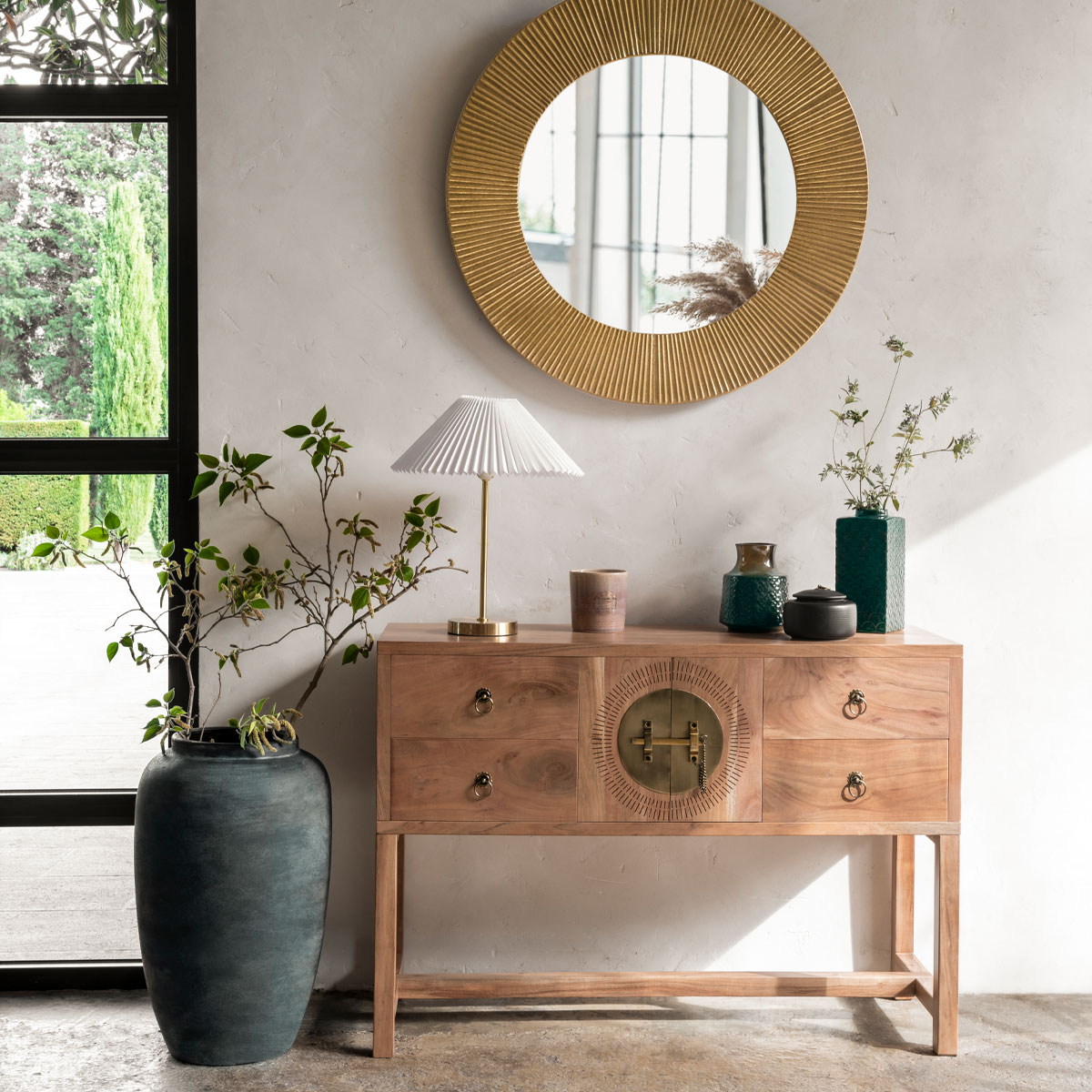 Consola 4Cajones Y 2Puertas 112x40x79Cm