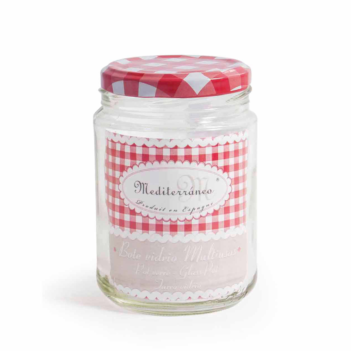 Frasco de vidrio c/tapa decorada 450cc