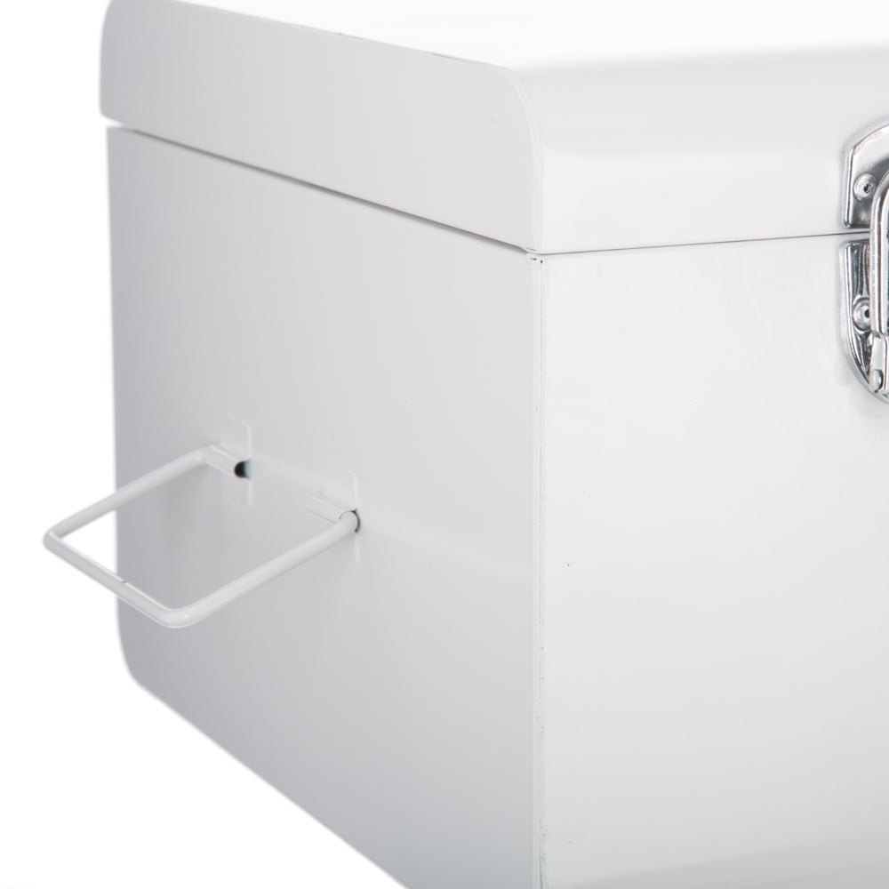 Ba&uacute;l De Metal Blanco 39x23x16Cm